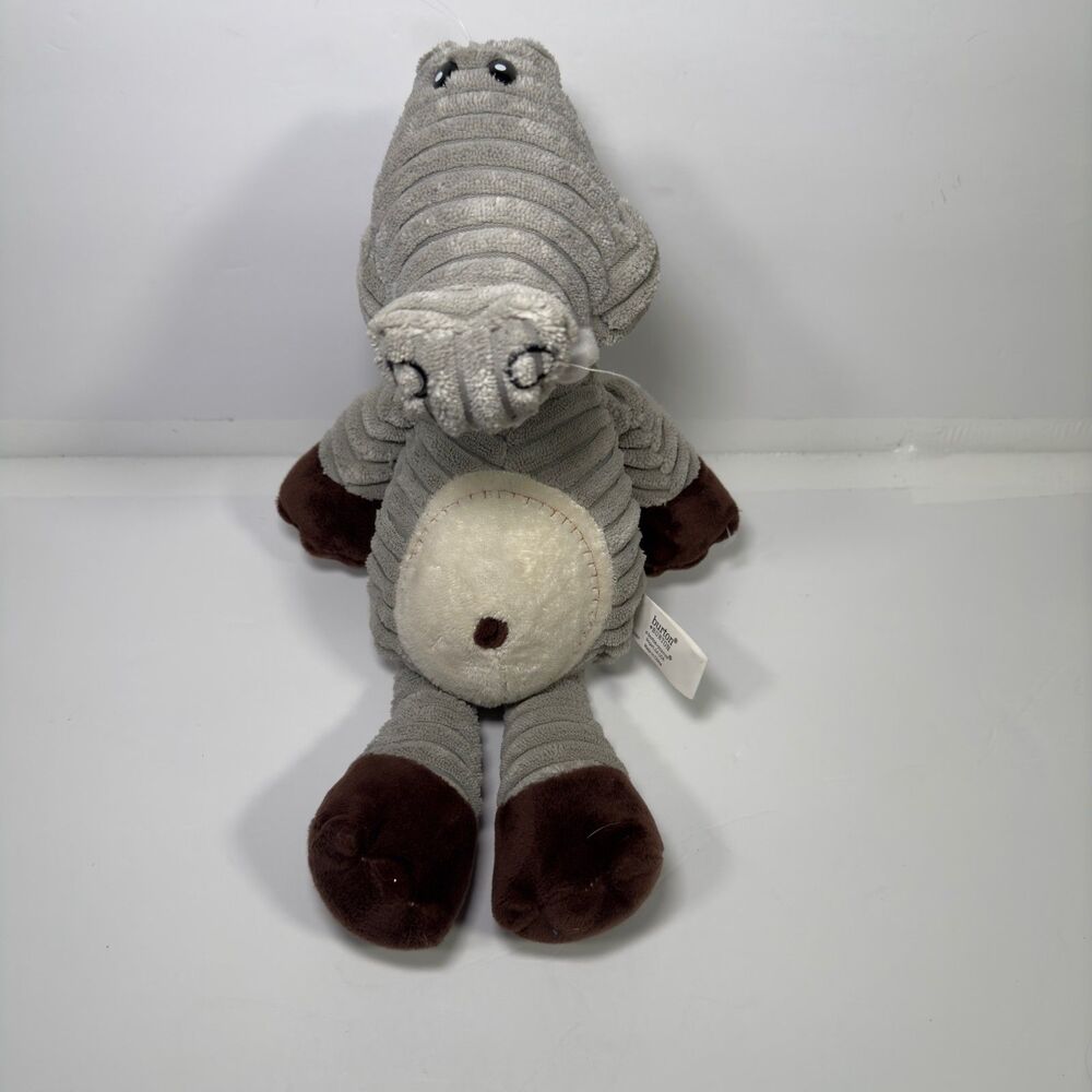 Burton + Burton Plush Alligator Gray 15" Belly Button Ribbed Stuffed Animal NWOT
